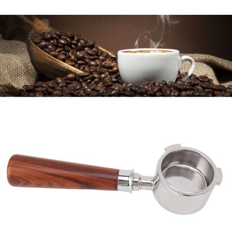 Siebträger mit integriertem Filterkorb und Holzgriff ohne Sockel für Kaffeemaschine EC0680 Typ 1 (51 mm, Edelstahl 304)