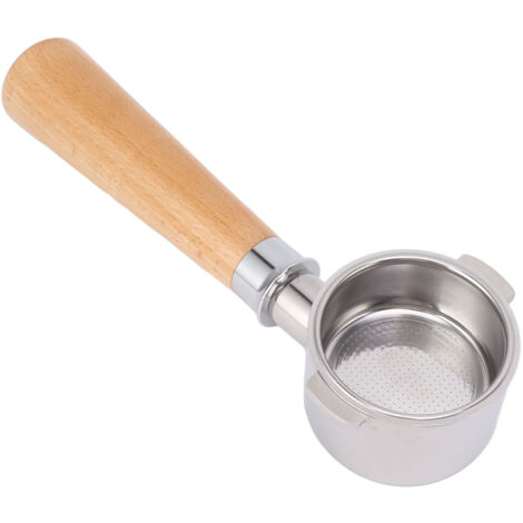 Siebträger Nu 51 mm, 2 Ohren, bodenlos, für Kaffeemaschine EC0310, Stil A2, Buche natur
