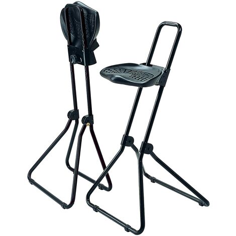 Siège technique POLO - tabouret assis-debout - hauteur réglable jusqu'à 81  cm - repose-pieds réglable - dossier - noir Pas Cher