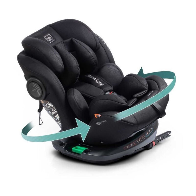Siege auto Babyauto gyro black line embossed - De la naissance a 12 ans - 0-36 kg - I-Size - isofix - Pivotant 360° - R129