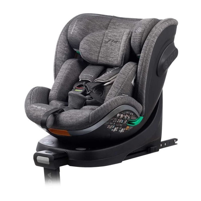 Siege auto Babyauto scudda grey dobby - De la naissance a 12 ans - 0-36 kg - I-Size - isofix - Pivotant 360° - ece R129