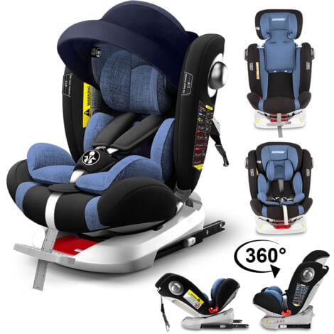 Siège auto ISOFIX 360° rotatif - 40-150 cm - Gr 0+/1/2/3 (0 à 12 ans, 0-36kg), avec LATCH, Auvent, Repose-pieds, SIP Protections