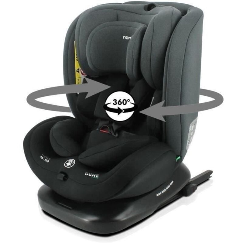 Nania - Siege auto isofix dune 40-150 cm R129 – 0 a 10 ans- Dos route 40-105 cm – Tetiere réglable - Inclinable - Pivotant