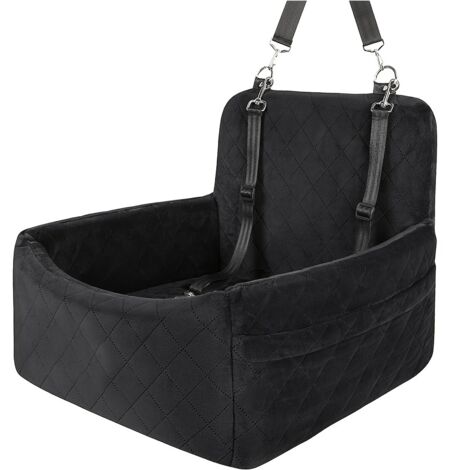 Siège auto portable de luxe pour chien, sac de transport élégant et tendance, tissu respirant, sangle de sécurité pour chiens de petite et moyenne taille, rehausseur de voyage au design robuste.