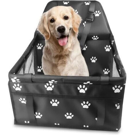 Siège Auto pour Chien, Transport Chien Voiture avec Ceinture de Sécurité Siege Auto Chien avec Tige de Support de Nivellement, Sac Transport Chien Voiture Pliable Hydrofuge 40×34×25cm