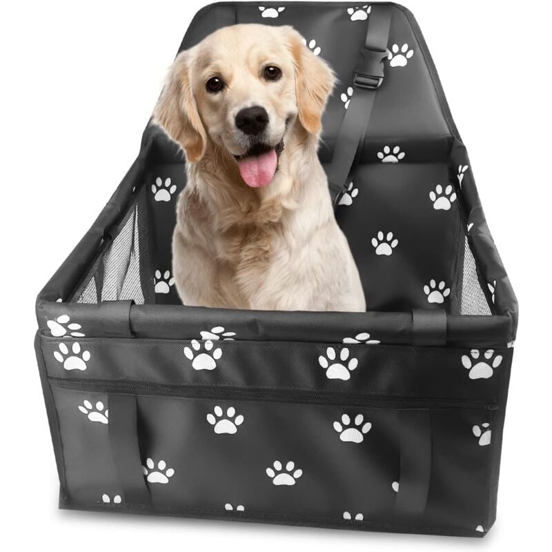 Aougo - Siège Auto pour Chien, Transport Chien Voiture avec Ceinture de Sécurité Siege Auto Chien, Sac Transport Chien Voiture 40×34×25cm