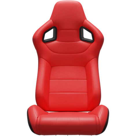 siège baquet de course universel neuf, coutures rouges, revêtement en cuir PVC rouge, dossier inclinable aspect carbone avec glissière de réglage (support de siège non inclus). 1 boîte de 1 pièce rest