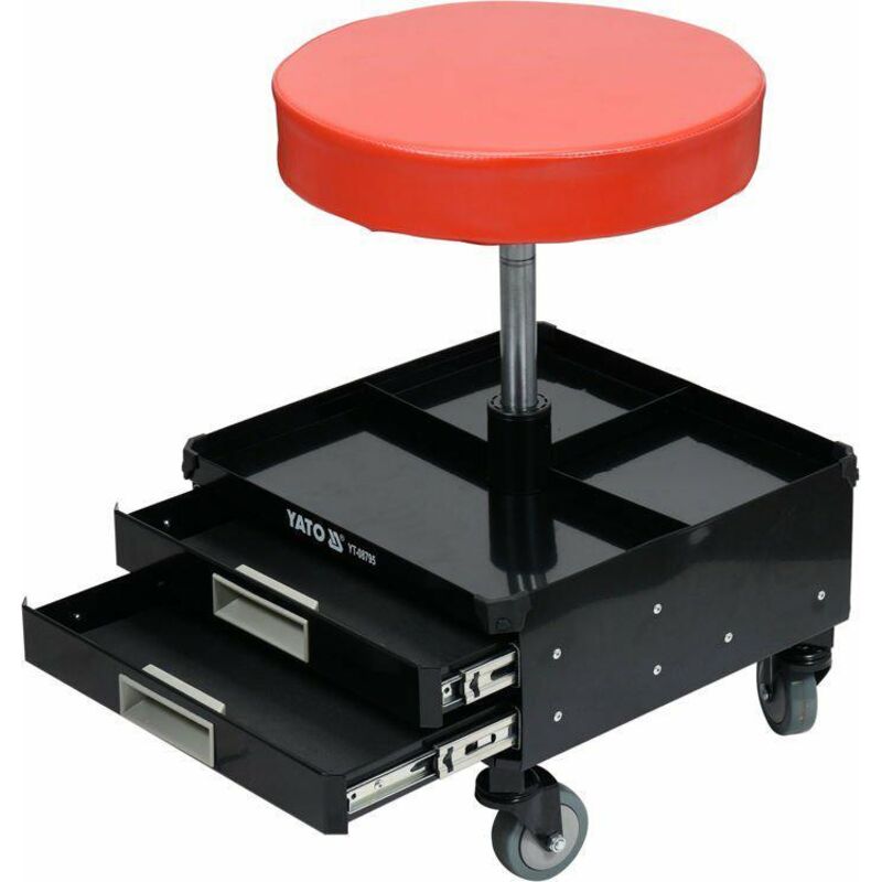 Yato Profi XXL - Tabouret de Atelier avec 3 tiroirs et étagères, réglable en hauteur, pivotant à 360°, 4 roulettes, finition stable avec Capacité de