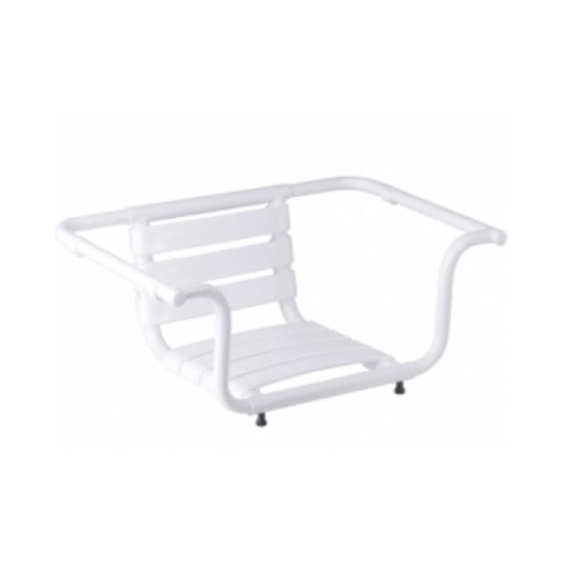 Siège de baignoire pmr pellet aluminium époxy blanc avec dossier