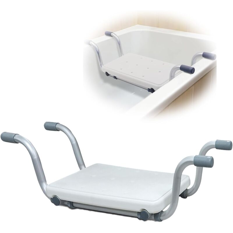 Siège de Baignoire, Siège de Bain Suspendu Réglable de 72 à 82 cm, Tabouret de Douche Planche de Bain pour Baignoire Pieds Antidérapants,Banc de