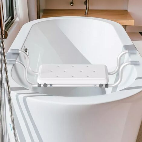 Siège de Baignoire - siège de Bain Suspendu réglable - Tabouret de Salle de Bain - dim. alu. HDPE Blanc