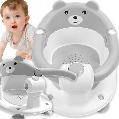 Siège de bain pour bébé, sécuritaire dès 1 an, avec ventouses, gris