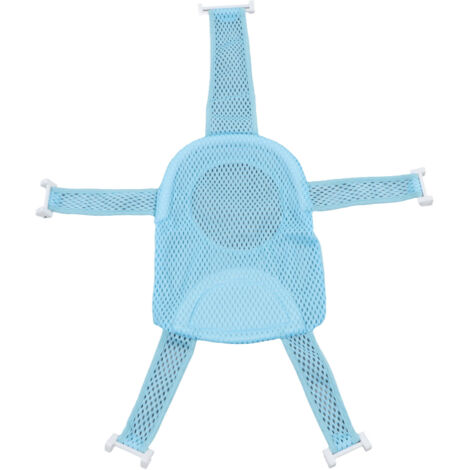 Siège de bain universel pour bébé avec filet antidérapant, réglable et respirant, appui-tête doux, bleu