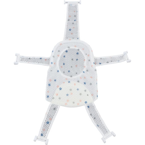 Siège de bain universel réglable pour bébé, avec filet respirant antidérapant et appui-tête doux, idéal pour nourrissons.