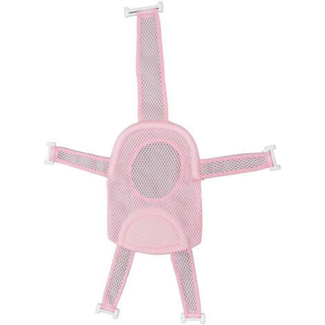 Siège de bain universel réglable pour bébé avec filet respirant antidérapant et appui-tête doux, rose