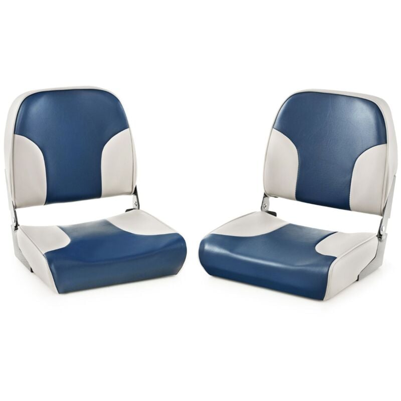 Maisonchic - Siège de Bateau Pliante Lot de 2 avec Rembourrage en Mousse Siège de Pêche à Dossier Bas Résistant aux Intempéries Charge 180KG Bleu
