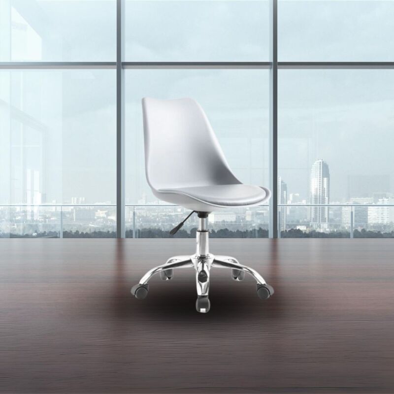 Toscohome - Siège de bureau blanc à roulettes avec assise ergonomique - LC719