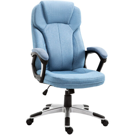 Siège de bureau ergonomique, chaise de bureau réglable en hauteur. Couleur bleu clair. Dimensions : 66x75x110–120 cm. Idéal pour un travail confortable.