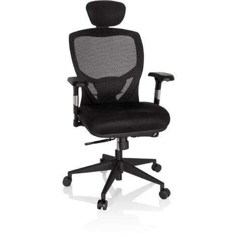 Siège de bureau / Fauteuil de direction VENUS BASE, assise tissu / dossier maille noir hjh OFFICE