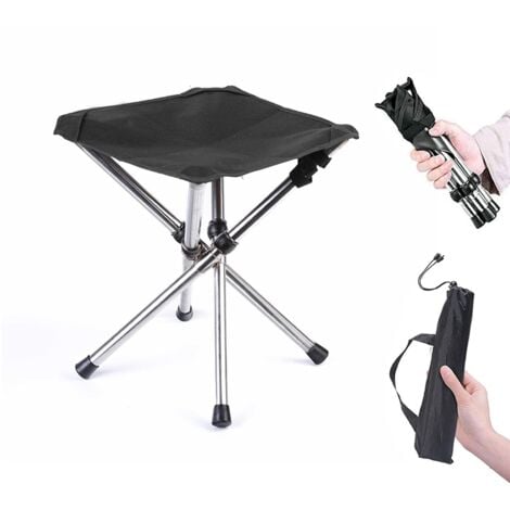 Charge 150kg Portable Tabouret Pliant Armo Noir - Marchepied 40cm Portance 150kg | Poignée Transport, Compact Tabouret Pliant Bricolage