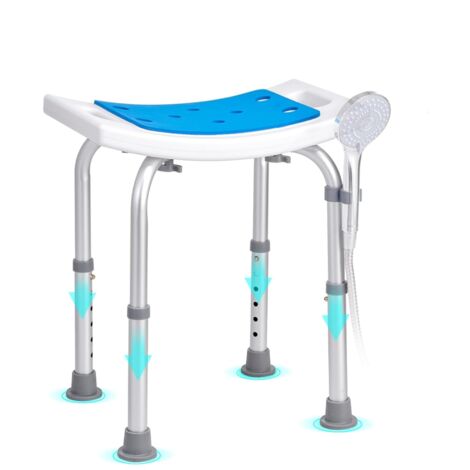 Siège de Douche Antidérapant Hauteur Réglable Tabouret de Douche Charge 158,8 kg Chaise de Douche en Alu et PE Aide à la Douche(Bleu)