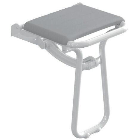 Siège de douche Bailleron à structure aluminium et lattes PVC blanches + coussin gris amovible et nettoyable - PELLET ASC