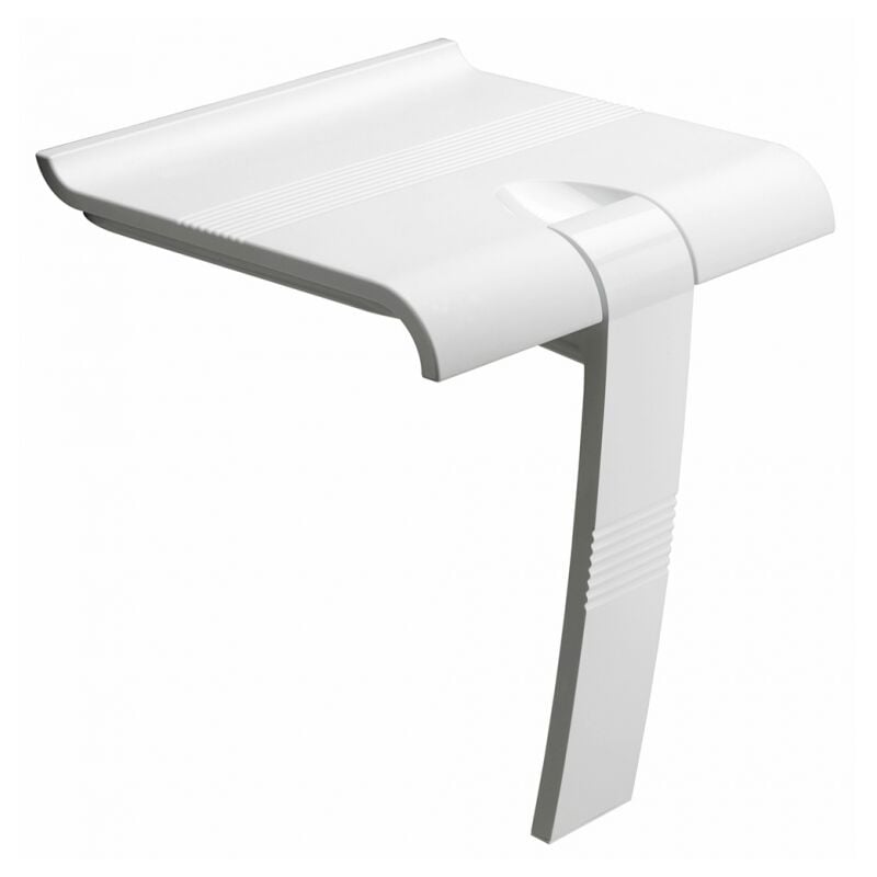 Siège de douche arsis escamotable avec béquille automatique - Assise blanche et piètement époxy blanc