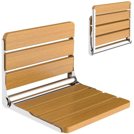 Siege de Douche Mural Rabattable Bois, Tabouret de Douche Pliable Mural, Chaise De Douche Antidérapante pour Handicapé Personnes âgées, 200kg