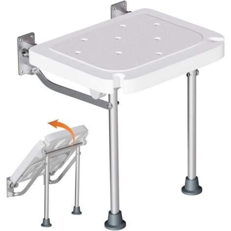 JEFFERGARDEN Siege De Douche Mural Rabattable,Tabouret De Douche Antidérapant Pour Personnes âgées,femme Enceintes,personnes Handicapées,Charge Maximale 180 Kg,Siège De Douche Pliant Avec Pieds Compact Seat