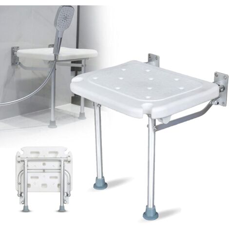 Siege De Douche Mural Rabattable,Tabouret De Douche Antidérapant Pour Personnes âgées,femme Enceintes,personnes Handicapées,Charge Maximale 200 Kg,Siège De Douche Pliant Avec Pieds Compact Seat