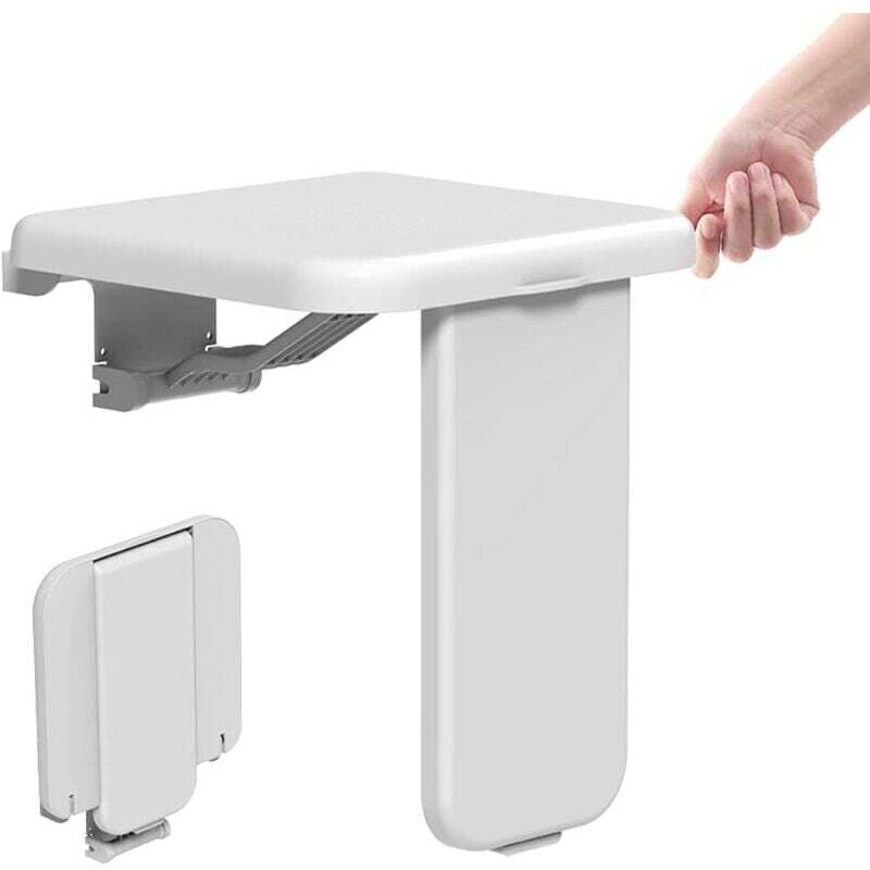 Siege de Douche Mural Rabattable，Tabouret de Douche Pliable Mural，Chaise De Douche Antidérapante pour Handicapé Personnes âgées 200kg- Blanc