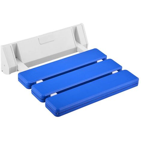 Siège de douche pliable en aluminium et ABS, 330 x 320 x 70 mm, bleu