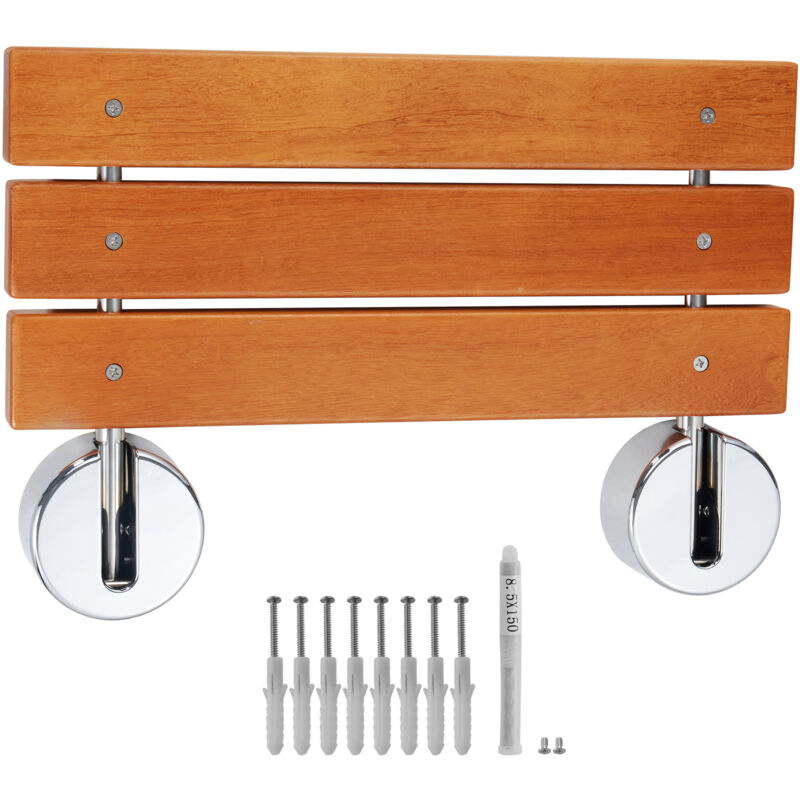 Mophorn - Siège de douche pliable en teck 20,1' x 13,2' déplié, banc de douche pliable à fixation murale avec capacité de charge de 440 lb, gain de