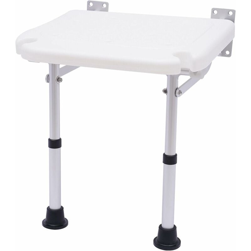 Siège de douche pliable mural avec pieds rabattables pour personnes âgées, personnes âgées et handicapées Charge maximale 220 lbs