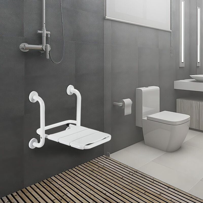 Siège de douche pliable pour montage mural, siège de douche pliable, hauteur réglable, antidérapant, jusqu'à 120 kg, tabouret de douche pour