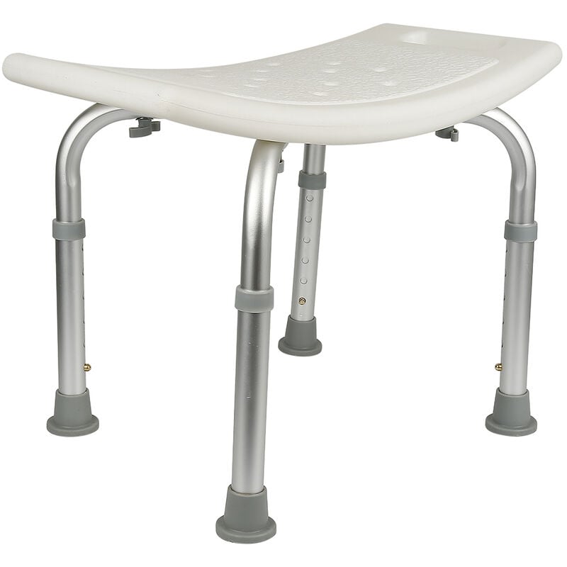 Siège de Douche Tabouret de Douche à Hauteur Réglable Chaise de Douche Médical Bain 150KG Pied en Aluminium Blanc