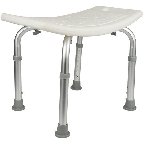 Siège de douche réglable en hauteur tabouret de douche ergonomique pieds antidérapants charge max. 136 Kg alu HDPE blanc