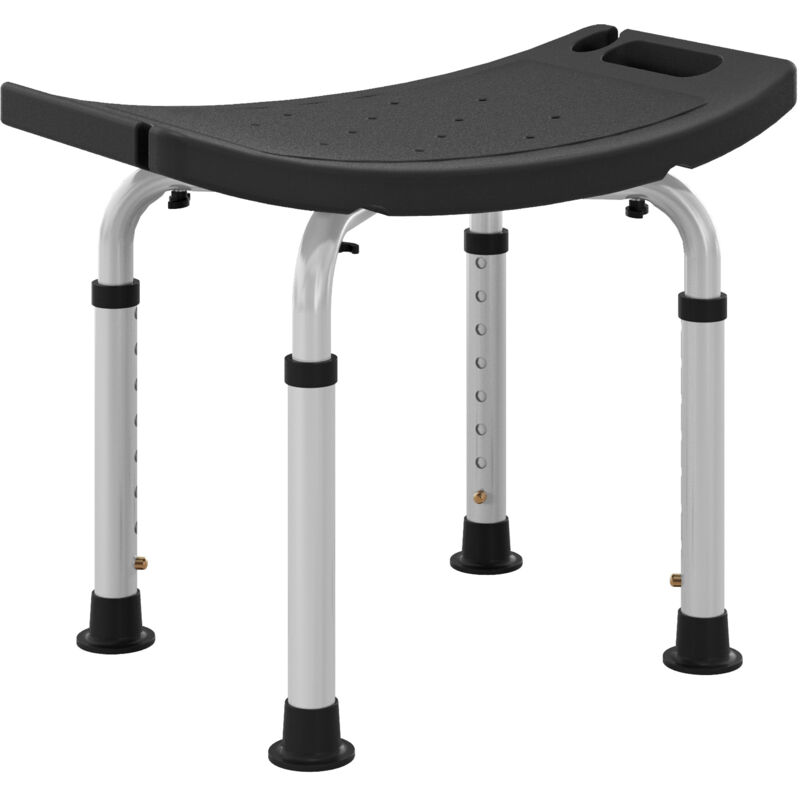 Tabouret de douche - HOMCOM- pour personnes âgées et handicapées - hauteur réglable, patins antidérapants - noir