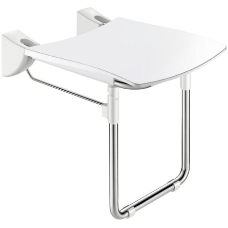 Siège de douche relevable avec pied assise grand confort nylon HR brillant blanc réf. 510430N