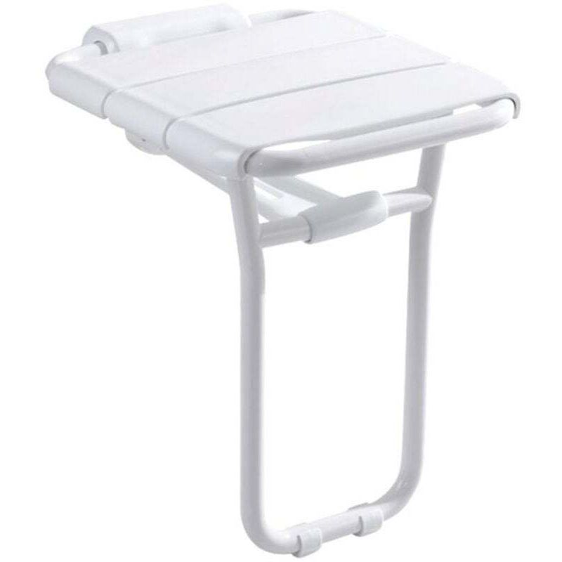 Siège de douche relevable en aluminium époxy blanc