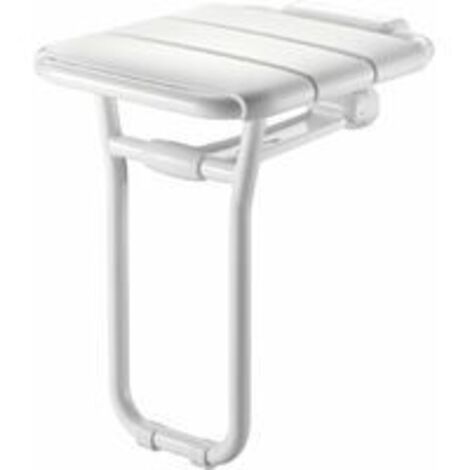 Siège de douche relevable en aluminium époxy blanc
