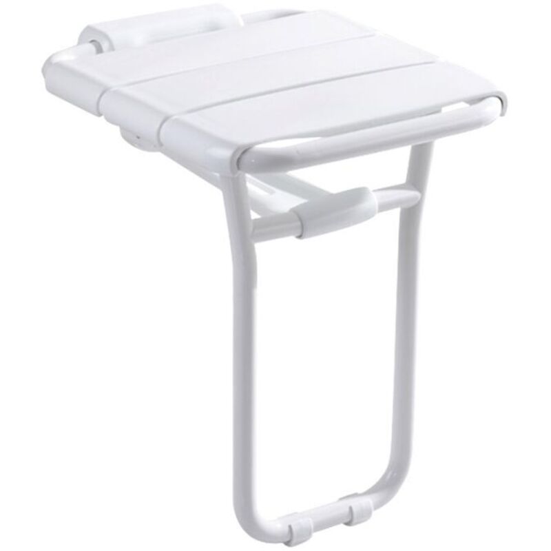 Siège de douche relevable en aluminium époxy blanc