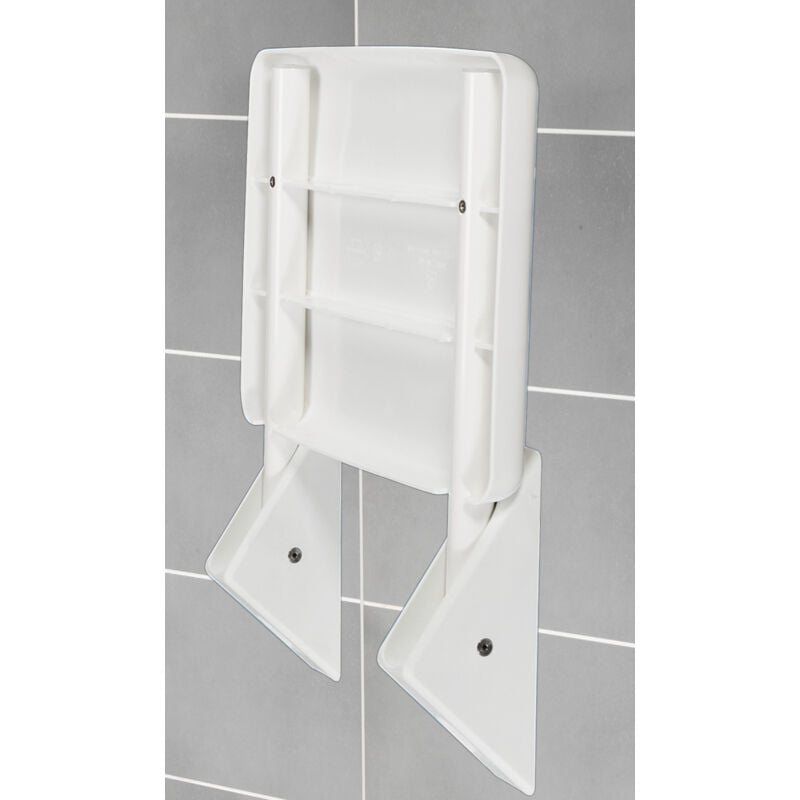 Wenko - Siège de douche repliable Secura certifié tüv/gs, gain de place , capacité 120 kg , Plastique abs et aluminium, 35x19x36cm, Blanc