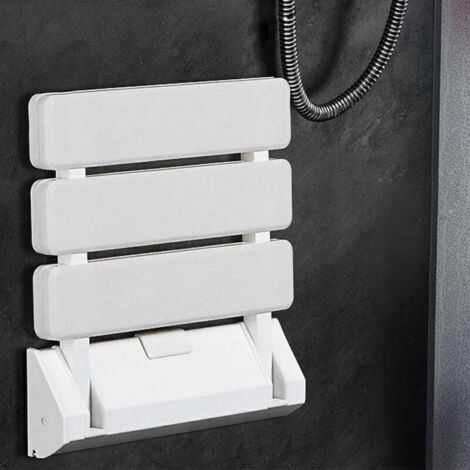 Siège de douche Siège Rabattable pour Douche Mural Capacité de Charge 130 kg Siège de Douche Repliable Tabouret Pliant pour Salle de Bain Tabouret Blanc