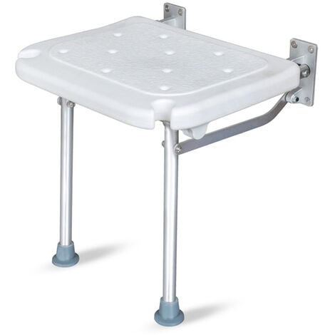 ASUPERMALL Siège de douche, Tabouret de douche pliant mural, capacité de charge d'environ 440 livres, rotation verticale à 90 degrés, avec bac de douche et trou de drainage, adapté aux personnes âgées, aux perso