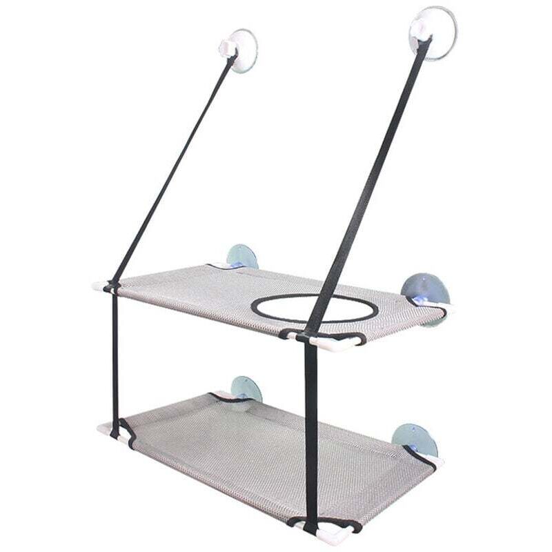 Siège de fenêtre pour chat Hamac pour chat Siège de fenêtre Double Grand chat Gain de place pour chat Perchoir de sécurité durable monté sur fenêtre