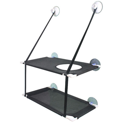 Siège de fenêtre pour chat Hamac pour chat Siège de fenêtre Double grand chat peu encombrant monté sur fenêtre Perchoir de sécurité durable pour chat avec 6 ventouses Convient aux grands et petits cha
