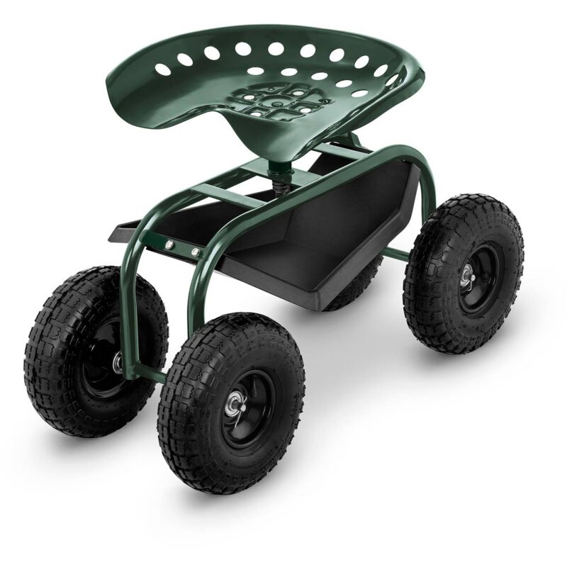 Hillvert - Siège De Jardin Sur Roues Banc Chariot Tabouret De Jardinage Tablette 150kg 360°