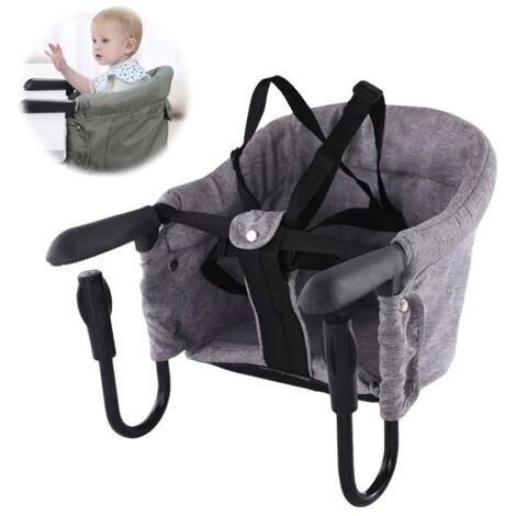 Siège de table pliable pour Bébé avec pinces antidérapantes et poche assise, convient pour table à manger, camping, 6-36 Mois