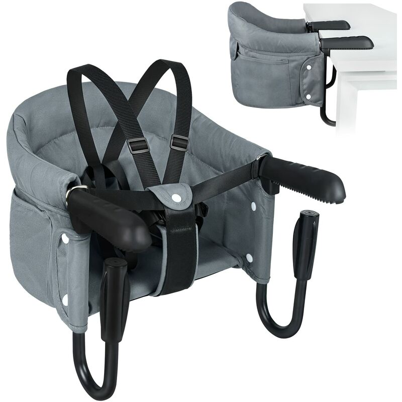 Siège de table pour enfants 30x24x31cm Siège de chaise pliant avec poignée antidérapante & ceinture de sécurité & sacs de rangement rehausseur de
